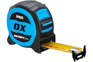 OX TOOLS OX Pro 8m/26ft Tuff Blade Tape Measure Magnetic Dual Hook & 32mm Wide Blade