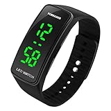 Forrader Herren Damen Unisex LED Sport Uhr mit Datum Funktion Gummi Armband Armband