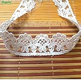 Farbe: milchig weiß AiCheaX Lace Crafts - 14 Yds Weiche Tüllspitze Baumwolle Stickerei Spitzenbesatz Weiß DIY Bekleidungszubehör 2,5 cm - (Farbe: milchig weiß)