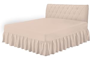COTON MODE Latte Double Valance Sheet - Easy Care Frilled Base Fitted Valance Sheet 137CM x 190CM - Poly Cotton Bed Skirt Valance Sheet