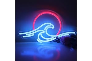 DAKABUKA Insegna al neon a LED con onde al tramonto, decorazione da parete, per surf, oceano, decorazione per camera da letto, soggiorno, ufficio, bar, Natale, festa di compleanno, con interruttore
