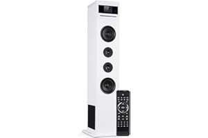 Auna Radio Dab Enceinte Tour CD Bluetooth, Chaine Hifi, Poste Radio FM, Radio Portables Stéréo, Écran LCD, MP3, AUX, Télécommande, Alarme Reveil, Lecteur CD, Tour Enceintes Mini Chaînes Hi-FI, Cable