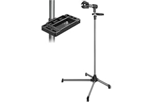 TecTake® Support Velo Pieds d'atelier Support Vélo, Montage Entretien Reparation VTT Vélo electrique Velo de course, Charge max. 20kg Réglable Pliable avec Support pour Outils 90 cm x 60 cm x 155 cm