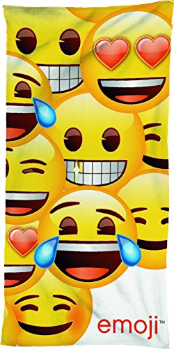 ORIGINAL EMOJI BADETUCH 70 cm x 140 cm NEU & OVP - 100% BAUMWOLLE STRANDTUCH / STRANDLAKEN / HANDTUCH / SAUNATUCH / BADELAKEN - EMOJIS KUSCHELWEICH