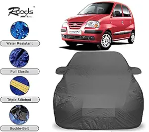 ROODS AUTO Prime Quality Car Cover for n Hyundai Santro Xing Waterproof with Triple Stitched Fully Elastic Ultra Surface Body Protection (Grey Look)