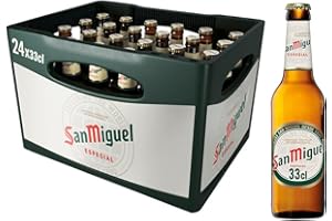 ‎SAN MIGUEL San Miguel Especial Premium Lager Flaschenbier, MEHRWEG (24 x 0.33 l) im Kasten, Internationales Lager Bier, 24er Kiste (Verpackung kann variieren)