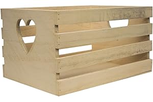 fair Cassetta Frutta Legno Naturale con Cuore Porta Oggetti Porta Pane a Doghe 27 x 20 cm Decoupage