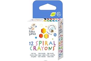 AVENIR Haku Yoka Spiral Crayons,12 Colours, Mess Free, Super Durable and Easy to Grip Crayons for Ages 2 years+, Natural Beeswax & Organic Mineral Coloured Crayon