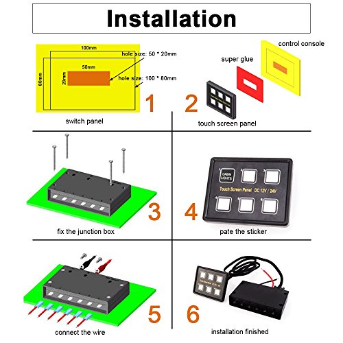 KKmoon-12-24V-Touch-Panel-Switch-Screen-6-ON-OFF-Commutateur-LED-Bleue-avec-VGA-Socket-Universal-pour-Remorque-Caravan-Bus-Bateau-Marine