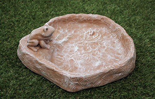 Vogeltränke mit Frosch Terrakotta, Frostsicher, Vogelbad, Stein, Garten - 5
