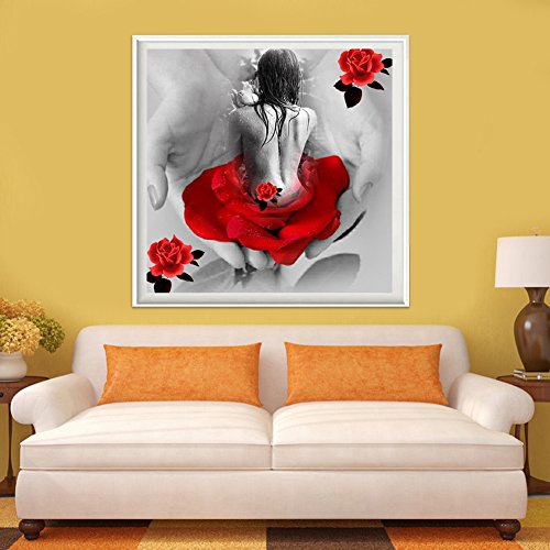 Amazingdeal365 Motiv-Rose Mädchen 5D DIY Diamond Stickerei Malerei Kreuzstich Kinderhandarbeit zum Lernen für Balkon,Terasse,Café,Kinderzimmer,Wohnzimmer, Schlafzimmer, Arbeitszimmer usw. - 2