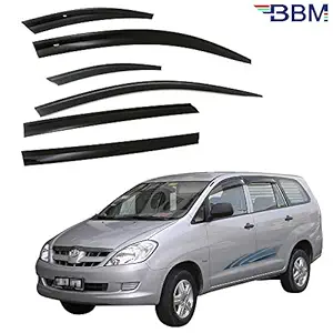 BBM Door Visor for Car Rain Wind Visor Side Window Front and Back Deflector Unbreakable Compatible with Toyota Innova [Set of 6] - Year 2005 2006 2007 2008 2009