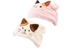 KEDIDO 2 Piezas Toalla Turbante para El Pelo, Cabello Turbante de Secado Rápido Coral Fleece, Toalla Turbante Seca Pelo para Mujer para Rizado Curly Mujeres Niños Niñas