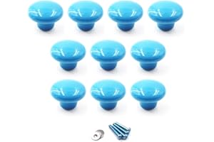 FLOMORE Bleu Poignées et boutons de tiroir ceramique poignée de meuble porte bouton Pour la chambre des enfants Pack de 10 (vient avec des vis)