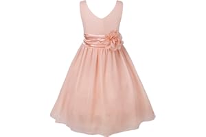 Alvivi Vestito da Principessa Cerimonia Elegante Abito Bambina in Raso per Matrimonio Compleanno Senza Maniche Abito da Ragazza con Fiocchi per Festa