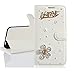 Price comparison product image Xifanzi Wallet PU Leather Case Solid Color Flip Case Strass Bling Bling Diamond Design Flowers Floral Angel Pattern Folio Stand Wallet Cover for Samsung Galaxy J3 2016 - Happy