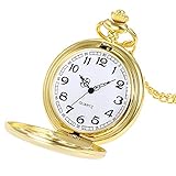 Deloito Krone Unisex Mode Retro Uhren klassisch Bronzekette Glänzend Halskette Taschenuhr (Gold)