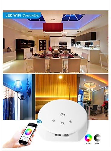UFO Wireless WiFi RGB/RGBW LED Strip Light Controller DC 12-24 V, 8 x 8 x 3cm + Mini Controller With Remote Function for iOS or Android Smartphones