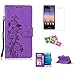 Price comparison product image HUAWEI P8 Lite Case, JGNTJLS [2016 New Style for Autumn] [with Free Tempered Glass Screen Protector and Cleaning Paper] Simple, Stylish, Embossing-Pattern(Pure Candy-Colorful, Artificial-Wrinkle Design), Photos Frame Additional(Transparent HD Setting Slot), PU Leather-Shell(Silky Touch Fully), Internal-TPU(Soft and Smooth), [Small Black Lanyard Strap] Filp Wallet Card Slot Stand Cover Case Fit For HUAWEI P8 Lite 5.0" Inch (Vine,Butterfly,Purple)