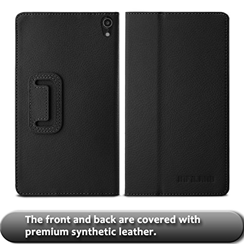 Odys Pluto 7 Hülle Case, Infiland Slim Fit Folio PU-lederne dünne Kunstleder Schutzhülle Cover Tasche für Odys Pluto 7 17,7 cm (6,98 Zoll HD IPS Display) Phablet (mit Auto Schlaf / Wach Funktion)(Schwarz) - 2