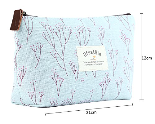 niceEshop(TM) Multifunktional Blume Muster Leinwand Federmäppchen Stiftemappe - 2