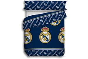 ASDITEX Funda Nórdica Real Madrid, 50% Algodón 50% Poliéster, Azul Marino con Escudo del Club, para Cama de 90,105,135,150 (90)