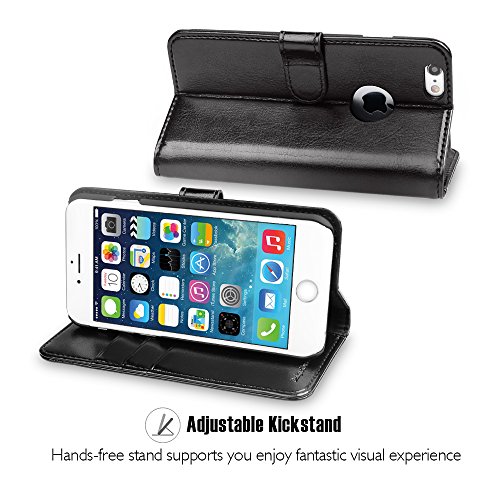 OCASE iPhone 6 Case iPhone 6S Case [Screen Protector Included] Wallet Leather Case For Apple iPhone 6/6S Devices - Black