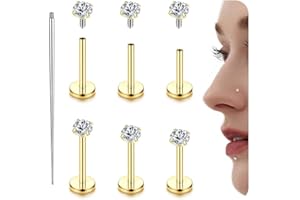 YADOCA G23 Titan Helix piercing tragus kolczyki z gwintem wewnętrznym labret conch piercing hipoalergiczne helix kolczyki do uszu, srebrny, złoty, tragus, biżuteria