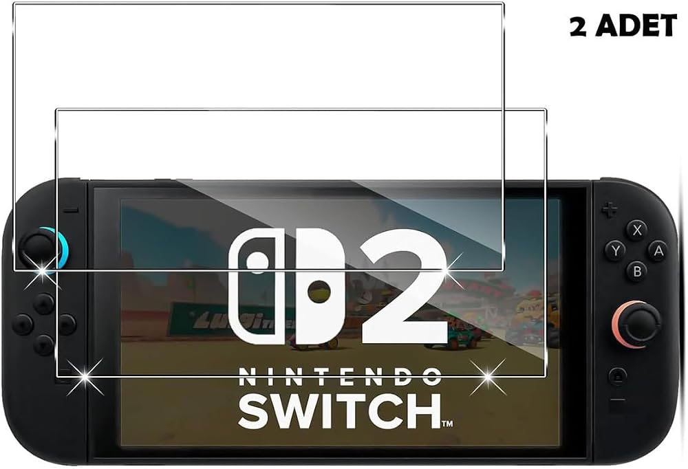 DOBE FOMIS ELECTRONICS Nintendo Switch 2 ile Uyumlu 9H Nano Ekran Koruyucu, Şeffaf, 2'li Paket