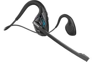 Golvery Latest Bluetooth 5.3 Headset w/DSP Noise Canceling Boom Microphone & Mute for Cellphone, Lightweight Open Ear Wireless Headphones for PC Laptop, Comfort for Office Meeting Home Working