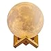 Produktbild Ebilun Nachtlicht Moon Light Lamp 3D Druck Moonlight Dual Licht Farbe Moonlight Lunar Schreibtisch Tisch Stimmungslicht Home Dekorative Touch Control Helligkeit mit USB Recharge 10cm Weiß