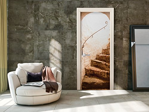 Türtapete Selbstklebend ! XL 80×210 cm ! Premium Vliesleinwand mit Samt Haptik! selbstklebende Premium Folie – leicht zu verkleben ohne Blasen ! Fototapete Tapete Türpanel Türposter Türaufkleber Türsticker Tür Foto Bild Design Treppe braun d-B-0115-a-d - 3