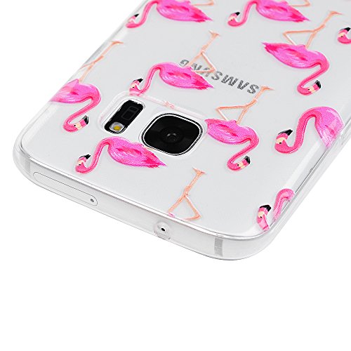 Lanveni S7 Hülle, Handyhülle Etui Protective Case Cover TPU Silikon Schutzhülle Bumper Handytasche TPU-Bumper Weiche Silikon Case mit Flamingo Relief Cover Design für Samsung Galaxy S7+ 1 x Stylus Stift + 1 x Staubdichte Stecker + 1 x Schutzfolie - 5