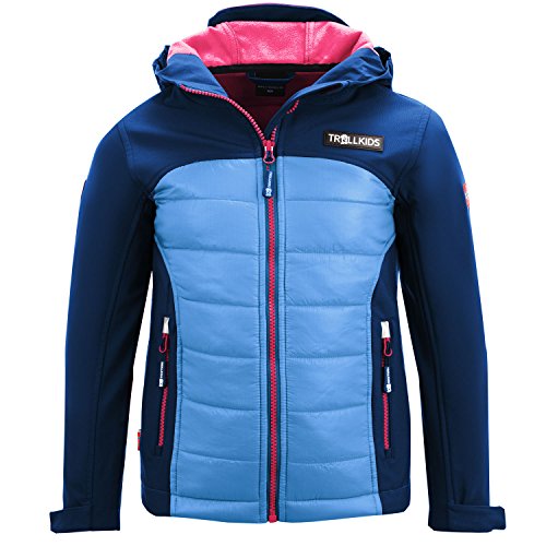 Trollkids Kinder Hybrid Softshell Jacke Lysefjord, Marineblau, Gre 176