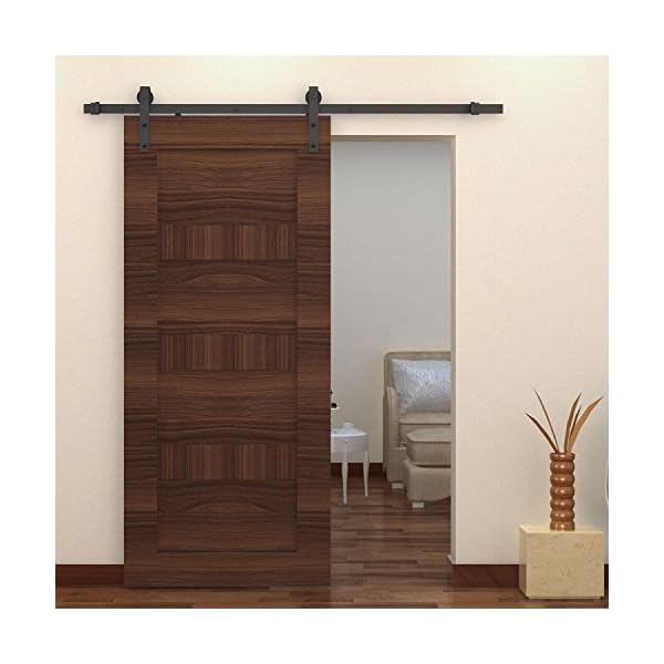 HOMCOM Modern Sliding Barn Door Closet Hardware Track Kit Track System Unit For Single Wooden Door 6.5FT /2000mm
