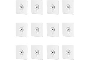 UZYXC 12 Pcs Accroche Tableau Sans Percer, Crochets Adhésifs Muraux Lourds 15kg Accroche Tableau Sans Percer Crochet Mural Transparent Étanche Imperméables Crochets Adhésifs Salle de Bain Cuisine