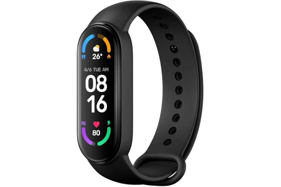 XIAOMI Mi Smart Band 6 Smart Watch, 1.56 Inch AMOLED Screen, Sport Tracking, Water Resistant to 5 ATM, Antibacterial Strap, 125 mAh Battery, Italian Version, Black