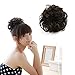 Ladies Synthetic Wavy Curly Messy Dish Hair Bun Extension Hairpiece Chignon Tray Ponytail Dark Brown