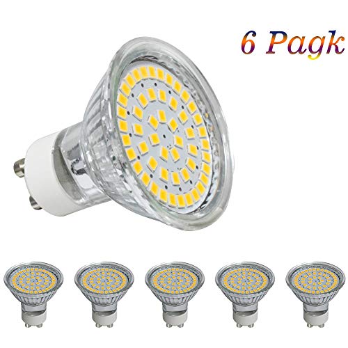 Tiancai Ampoule LED GU10(6 in pack),Tiancai ampoule LED 220V / 4W, ampoules halogènes équivalentes à 40 watts, 52 unités LED sans scintillement, lumière blanche et chaude de 350 lumens