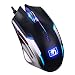 Produktbild LexonElec® Wired Gaming Maus 4 Farben LED-Licht Atmen Technologie m398 2400dpi anpassen + 6 Tasten ergonomische optische USB Gamer Maus Metall Metall unten mit Licht Schalter für PC Laptop Computer