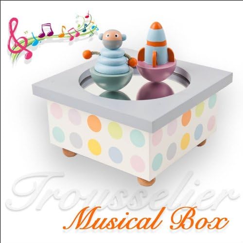 Baby Childrens Wooden Musical Box with Dancing Space Man &amp; Rocket - Perfect Baby Gift