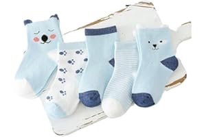 CT-TRONICS Calcetines para Bebés, niños y niñas 5 Pares Algodón Talla 0/12 Meses y 12/36 Meses
