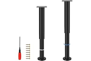 EURXLQ 2 Nóżki Meblowe,Nóżki Regulowane Nóżki do Mebli Antypoślizgowy,Pogrubione Nóżki Szafy,Nogi Meblowe do szafy,Stołu,Sofy,łóżka ze śrubami,śrubokręte (Czarny, 25-42 cm)