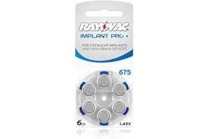 Pack de 60 pilas Rayovac Implant Pro Plus para audífonos, tamaño 675