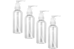 CATOR 4 Pcs Botellas de Viaje Transparentes, 50ml Bomba de Plástico Botella de Viaje, Rellenables Botellas con Bomba de Plástico, Dispensador, para viaje de cosméticos loción champú líquido jabón líquido