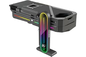 KLLsmDesign Height Adjustable RGB GPU Support with Integrated Temperature Display, 3PIN 5V PC Graphics Card Stand Holder, Anti Sag Bracket & Magnetic Base