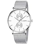 Herren Casual Classic Quarz Analog Wasserdichte Uhren Edelstahl Ultradünne Kleid Uhr Dünne Luxusgeschäft Mode Damen Unisex Einfache Design Armbanduhr,F