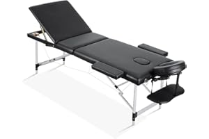 Careboda Lettino da massaggio professionale portatile da massaggio, 3 sezioni con struttura in legno pieghevole per spa, custodia per il trasporto e accessori completi inclusi