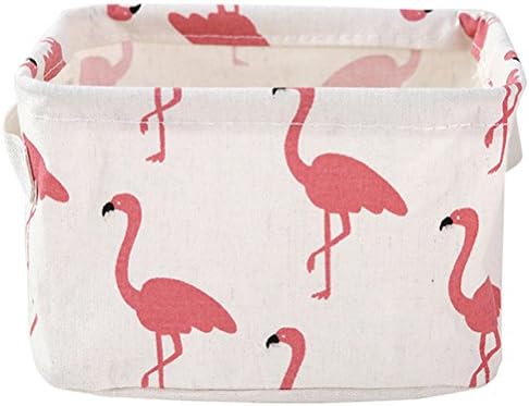 Qearly Small Collapsible Square Storage Basket Storage Bins Toy Organizer-White Flamingo