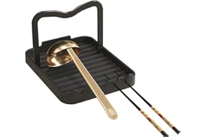 STARRY G Repose-cuillère de cuisine avec support de couvercle, repose-ustensiles de cuisine avec tapis d'égouttement, support de couvercle de casserole résistant à la chaleur, support de rangement de